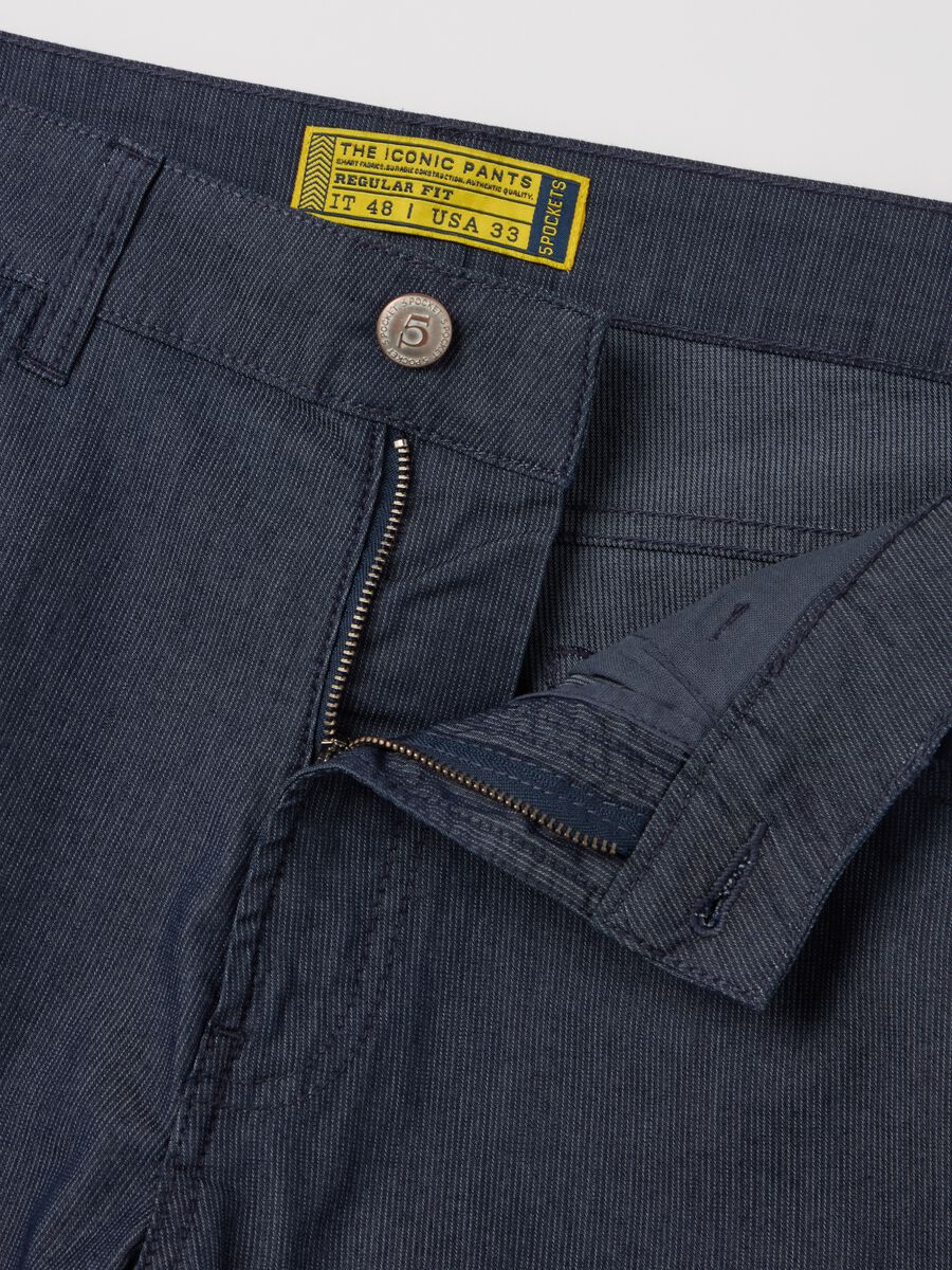 Five-pocket trousers with micro weave_5