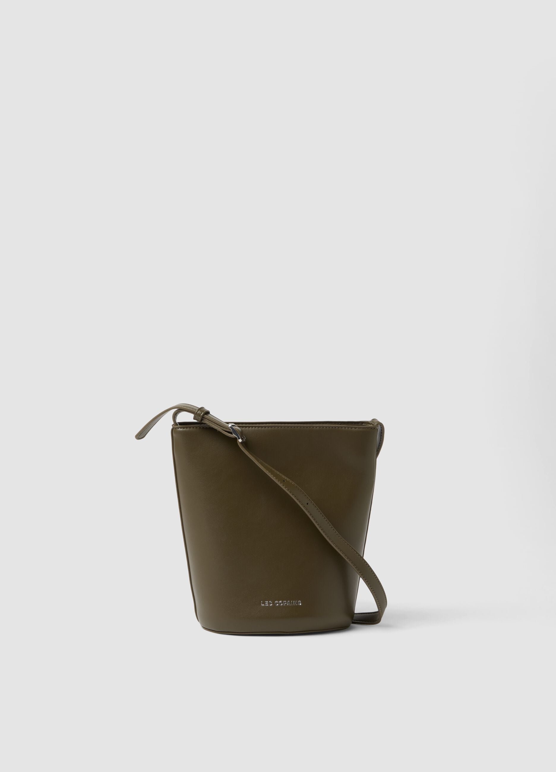 Green bucket bag with adjustable shoulder strap