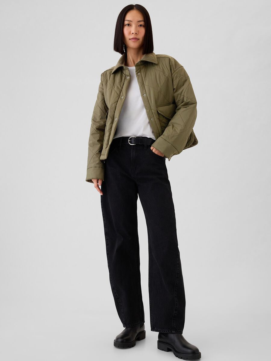 Short quilted jacket with corduroy details_1