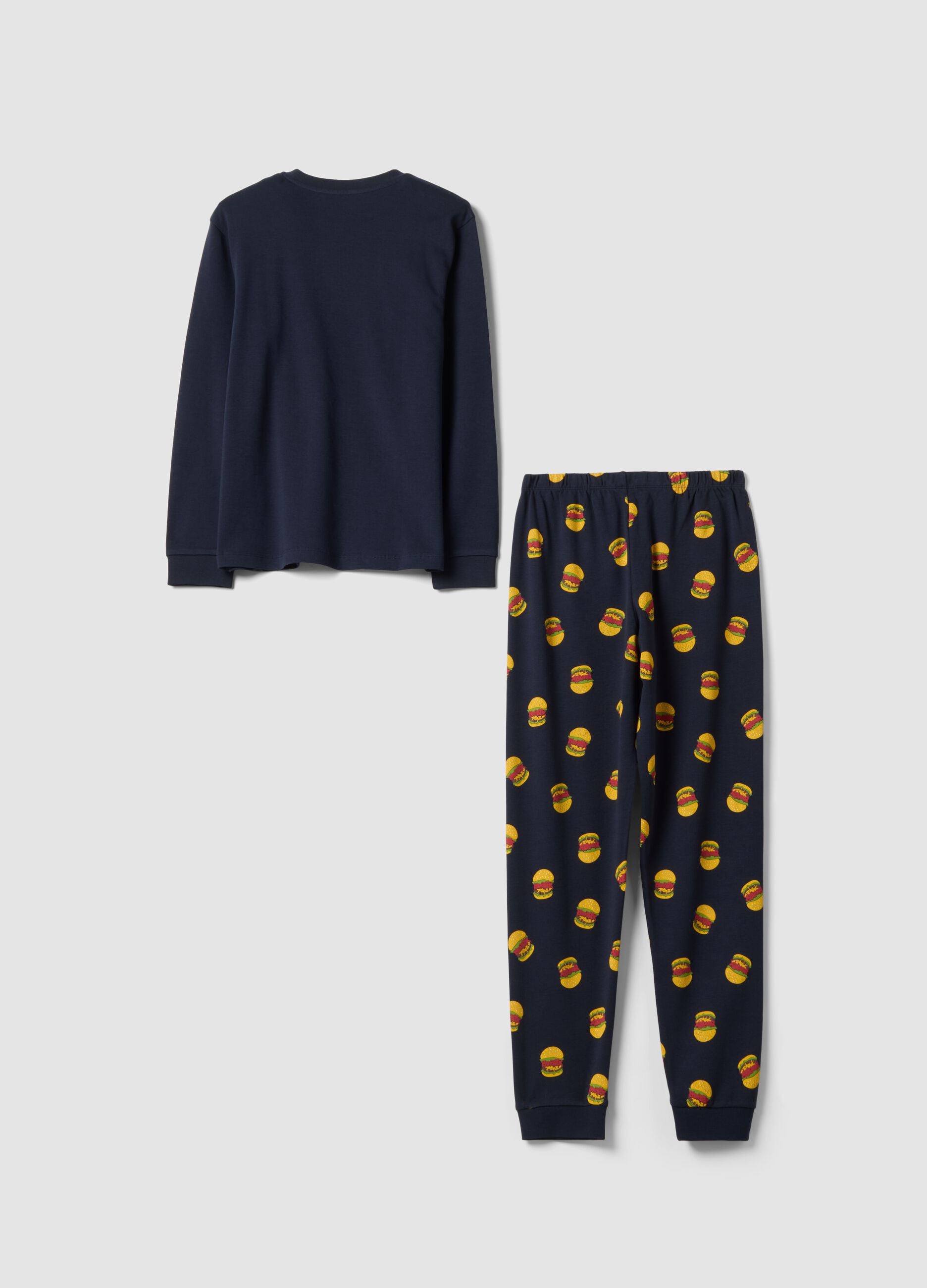 Blue pure organic cotton crew-neck pyjamas