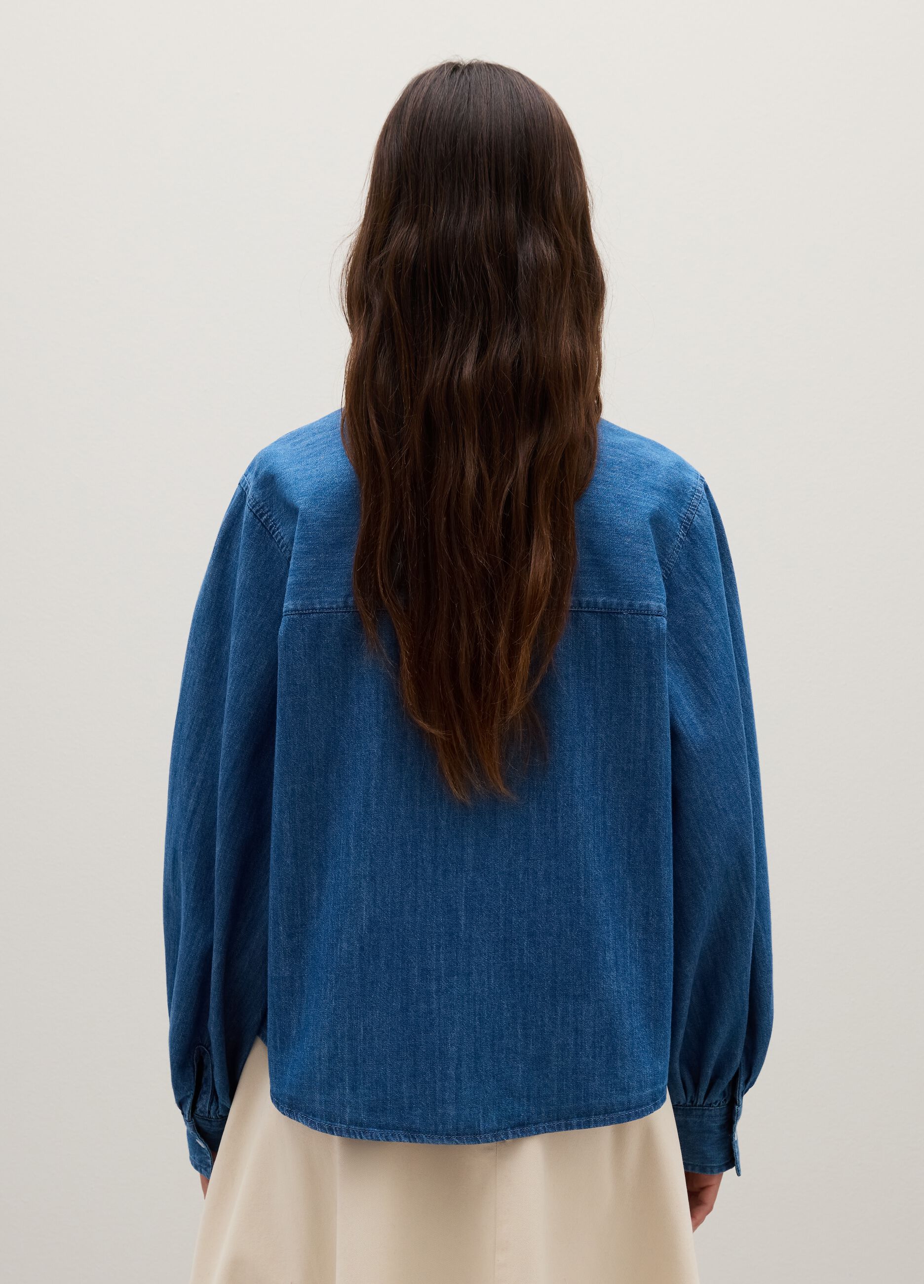 Denim Shirt with Classic Collar
