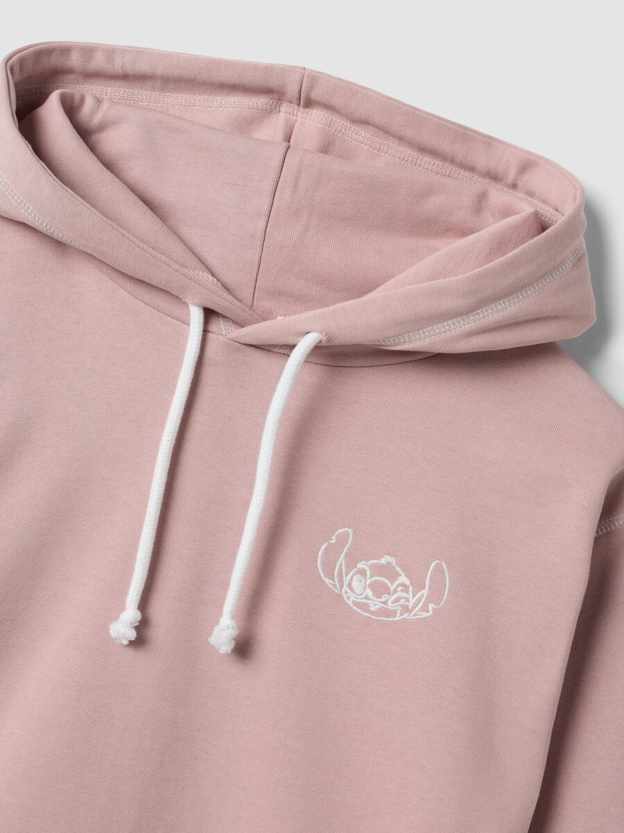 Pink hooded sweatshirt in pure cotton with Lilo & Stitch print_5