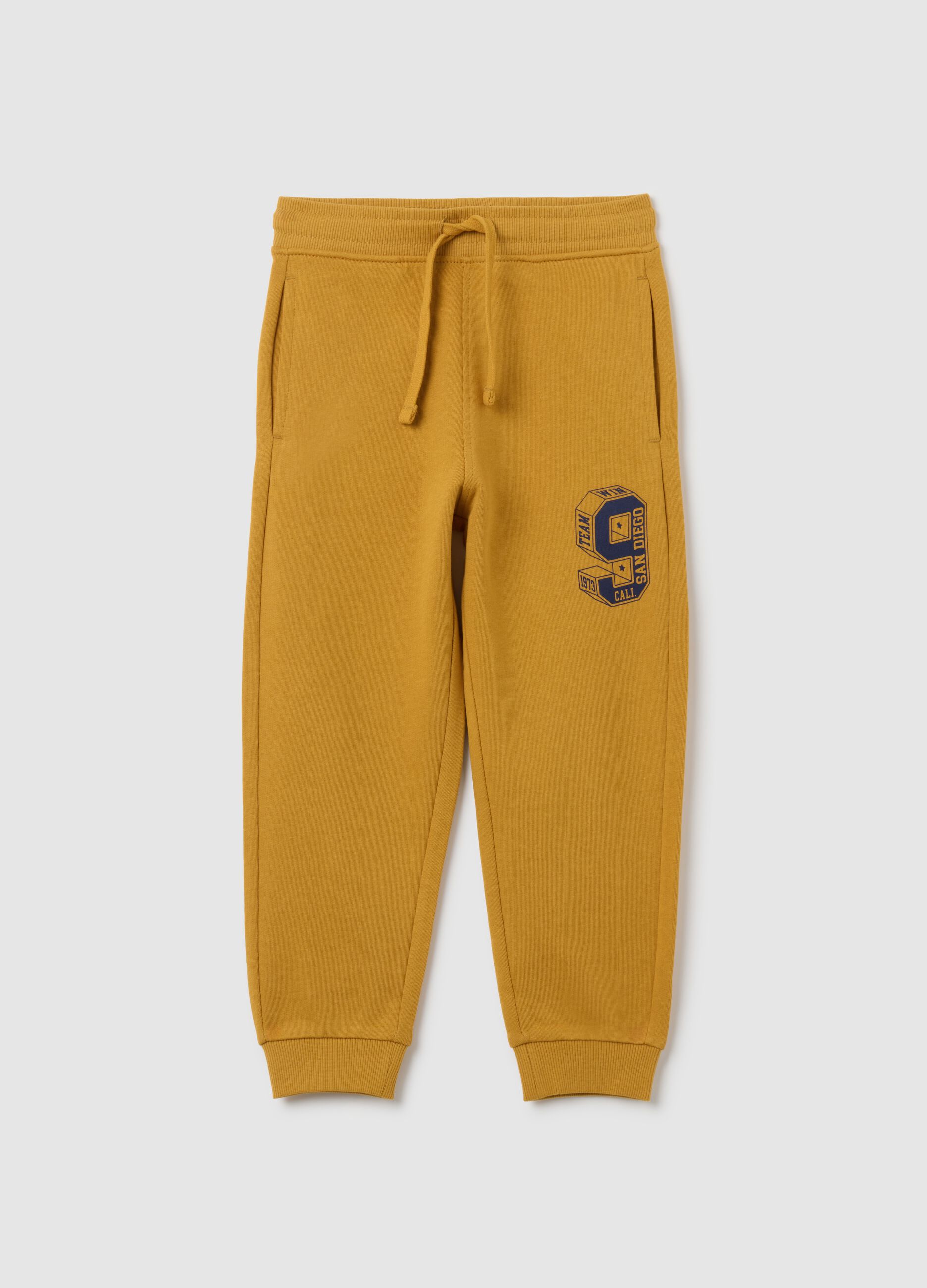 Children’s yellow regular fit cotton jogger trousers