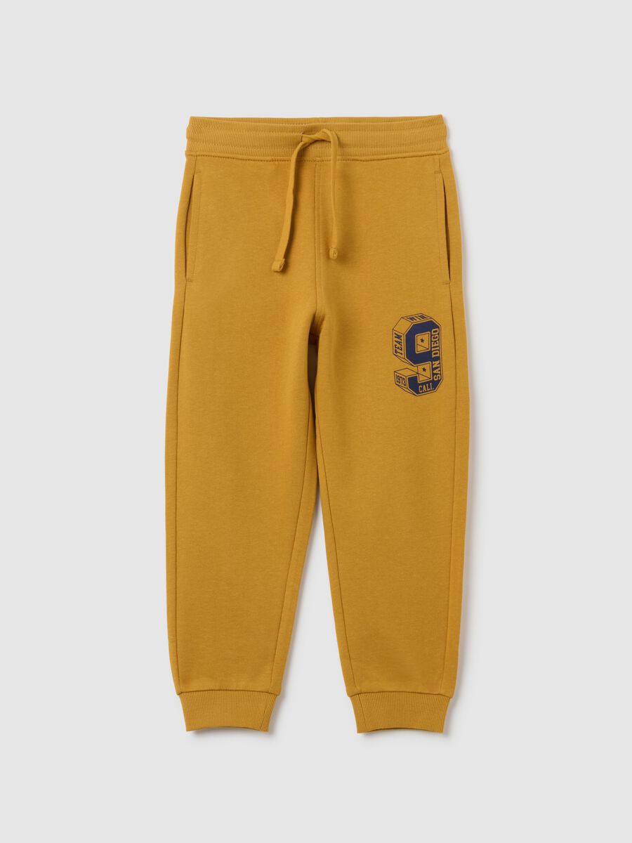 Children’s yellow regular fit cotton jogger trousers_0