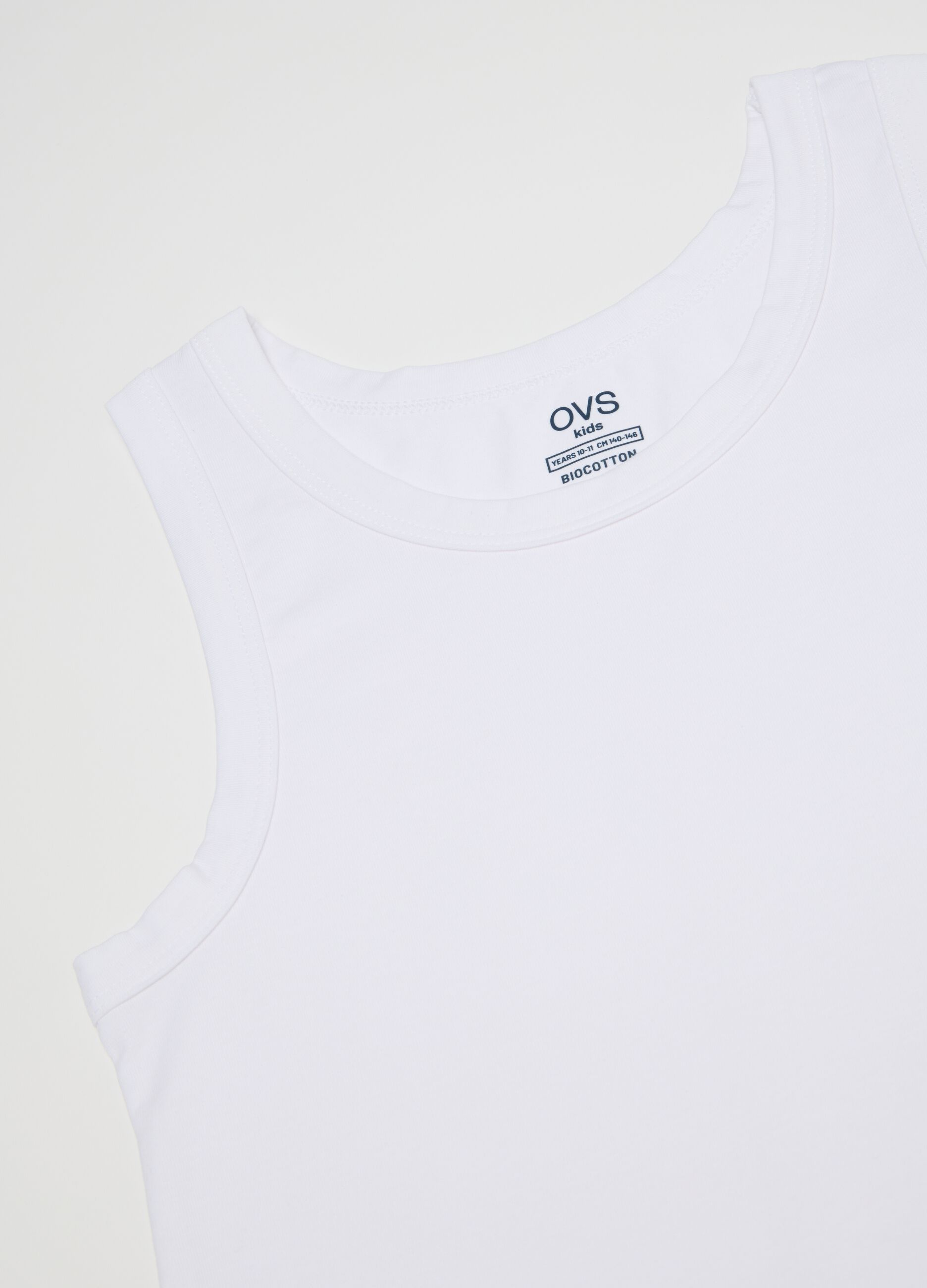 Children's white stretch cotton vests regular fit