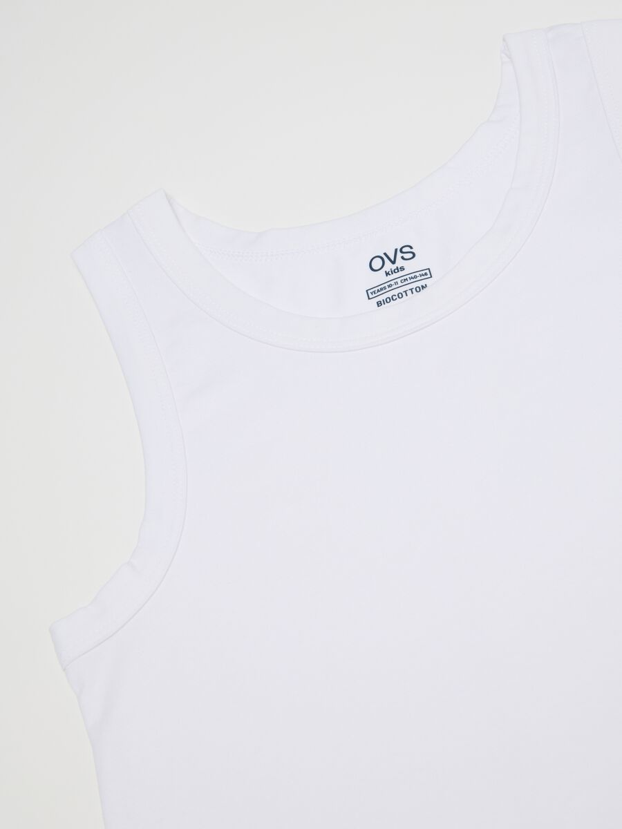 Canotte da bambino in cotone elasticizzato bianco regular fit_2