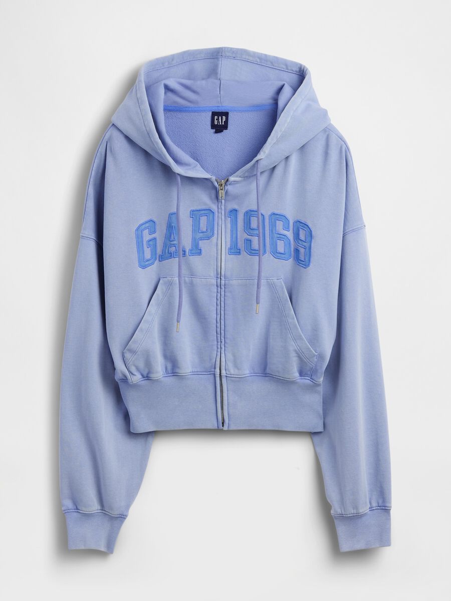 Felpa full zip in misto cotone con logo GAP e cappuccio _4