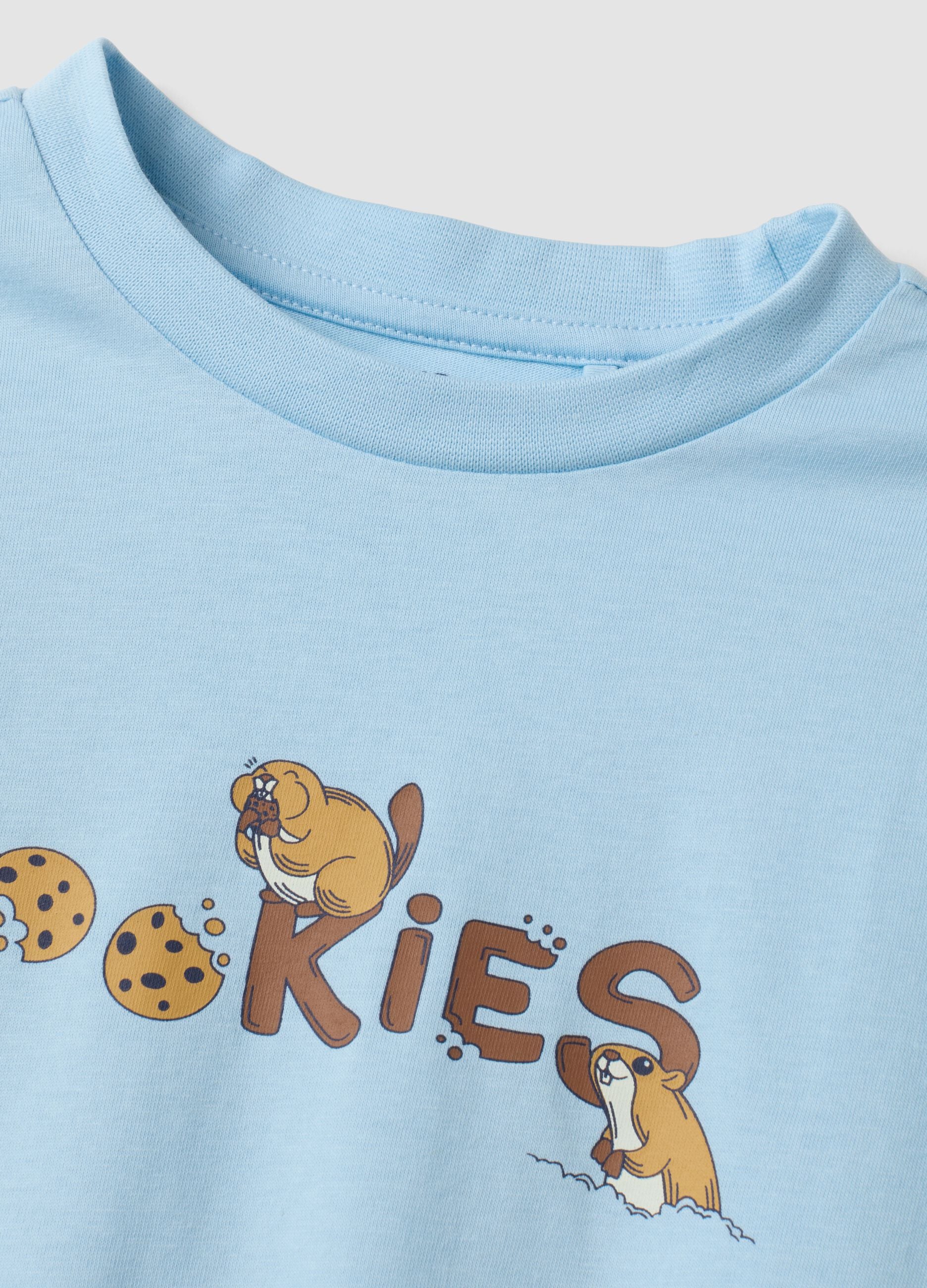 Light blue organic cotton crew-neck pyjamas for boys