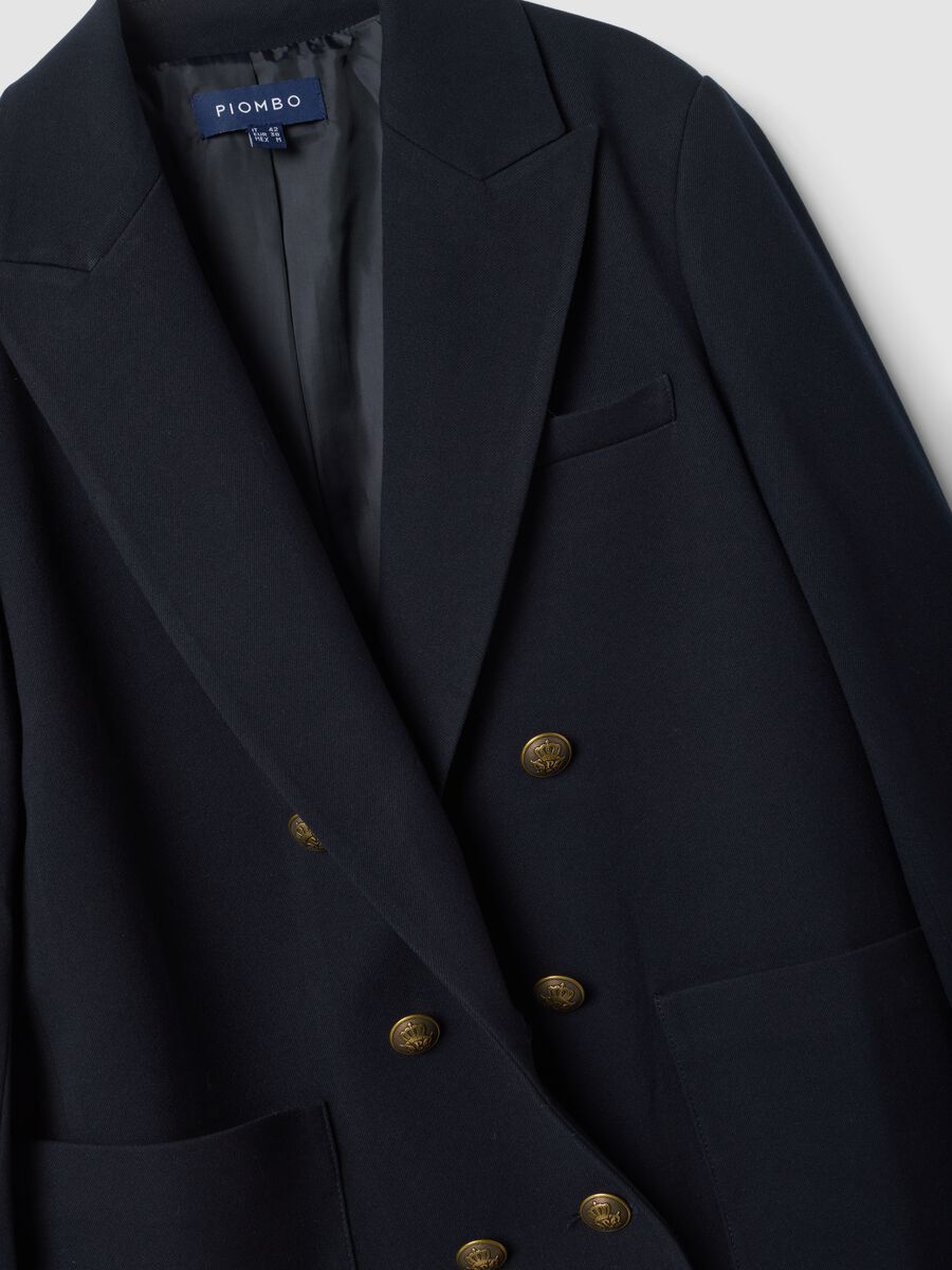Blazer doppiopetto blu in viscosa elasticizzata regular fit_1