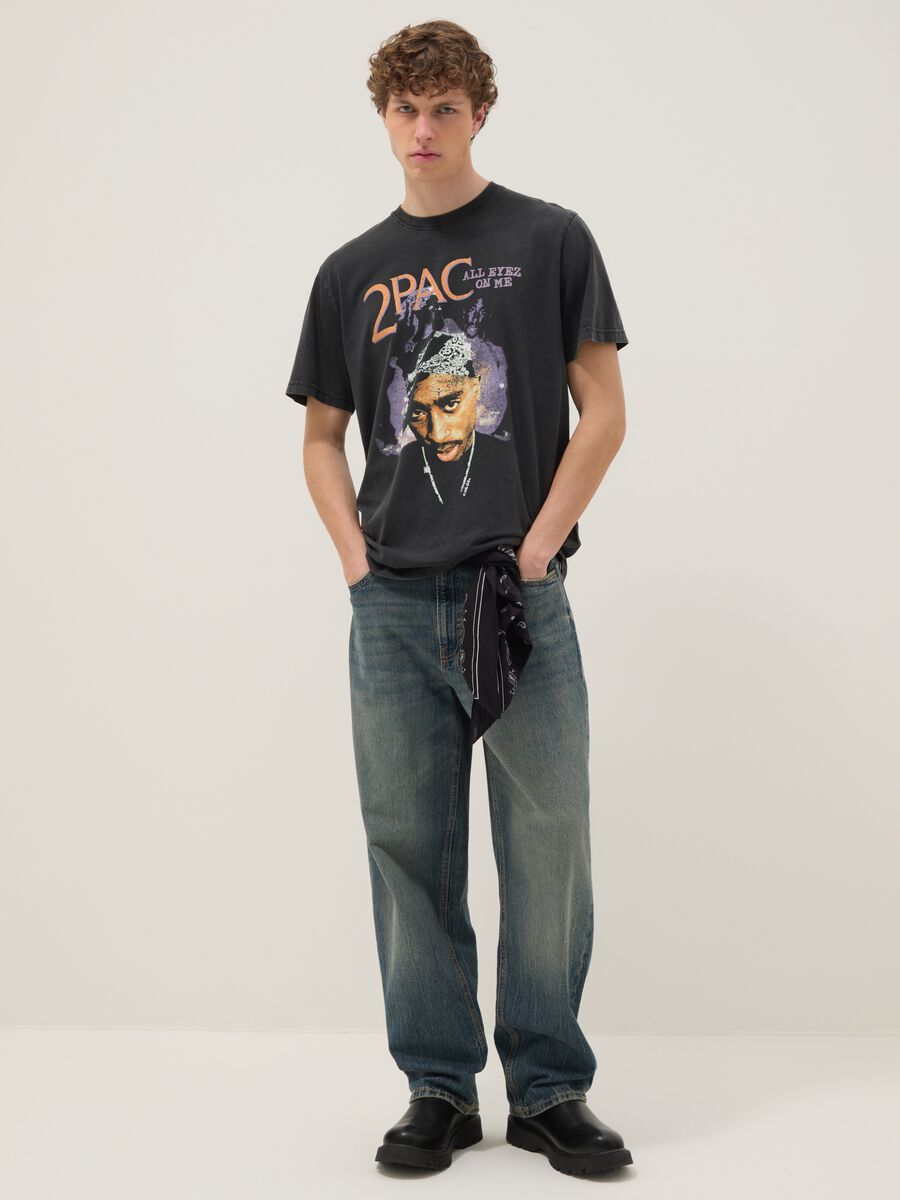 Black 2Pac print T-shirt in pure cotton, relaxed fit_2