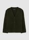 Dark green oversized cardigan with V-neck and buttons_0