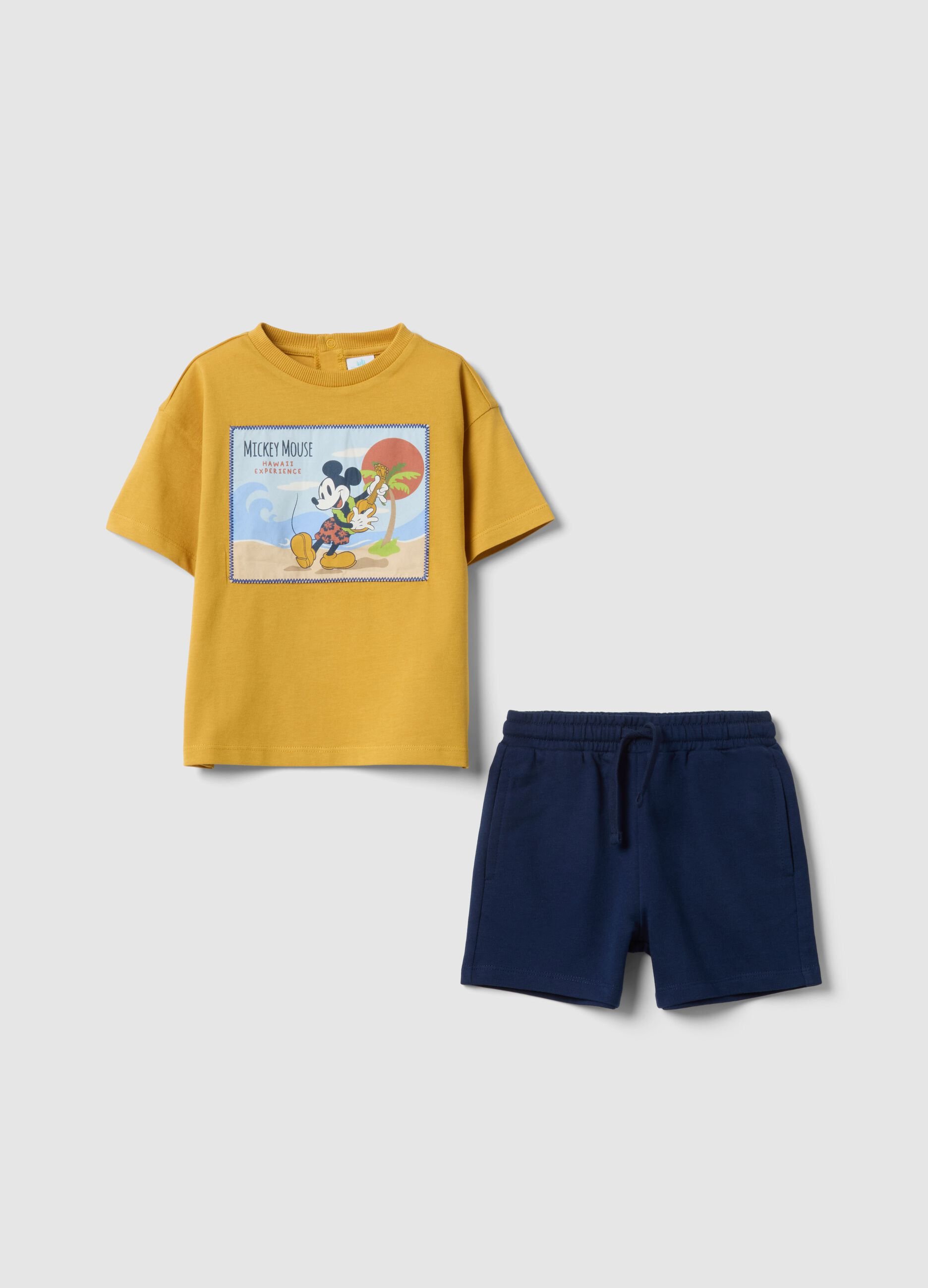 Disney multi-colour pure cotton t-shirt and shorts set for boys