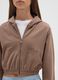 Girls' brown cotton blend fitted full zip hoodie_2