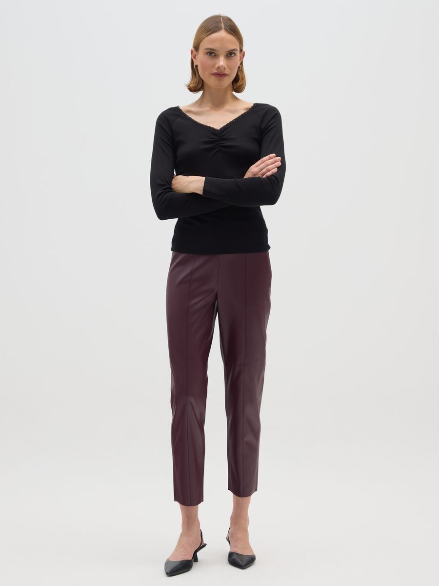 Maglia in puro cotone nero regular fit_1