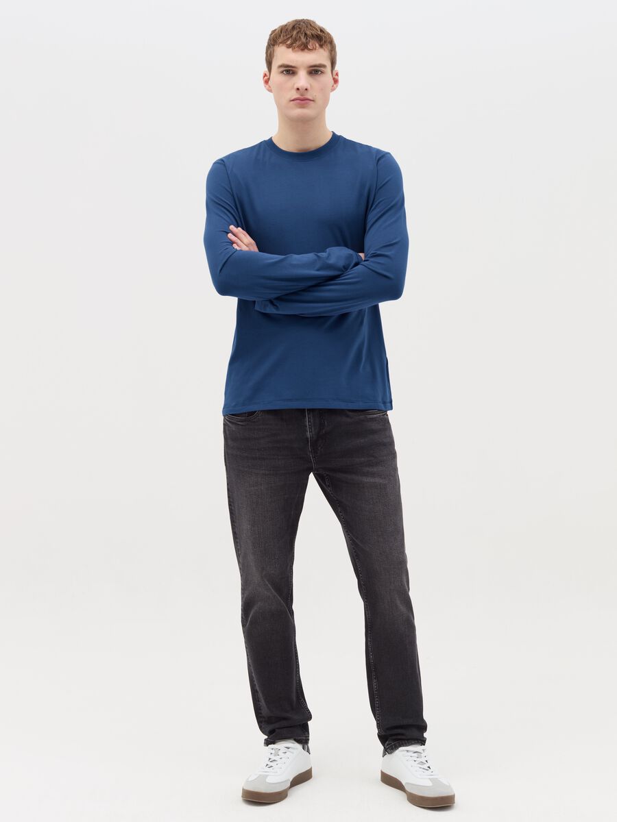 Long-sleeved T-shirt in stretch cotton_1