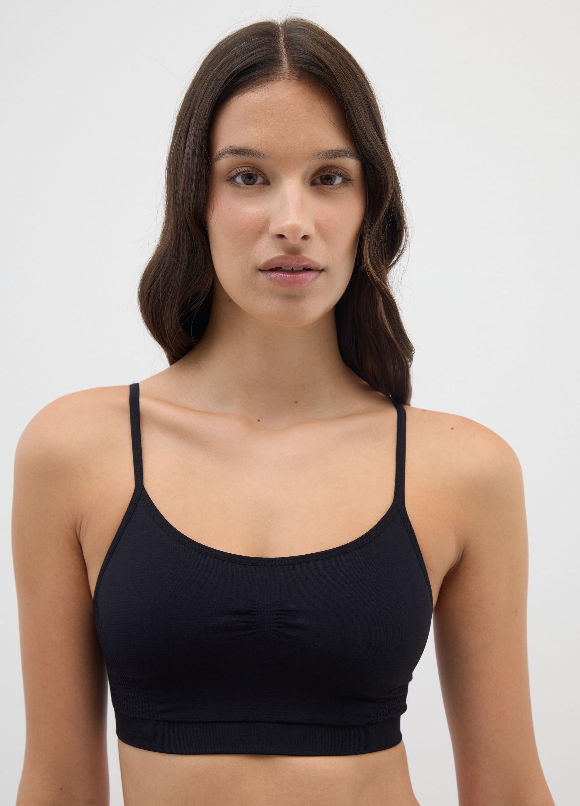 Black Stretch Fabric Top