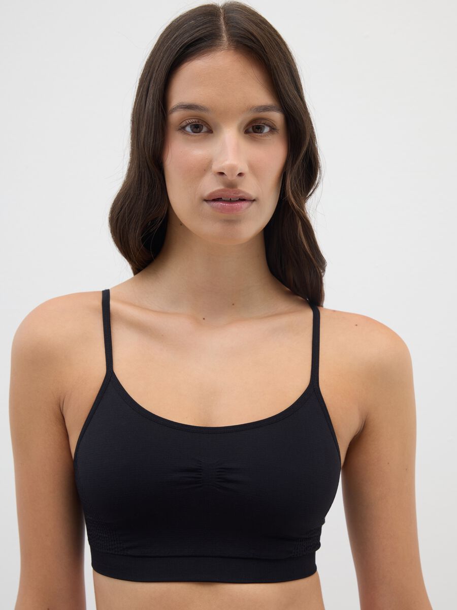 Black Stretch Fabric Top_0