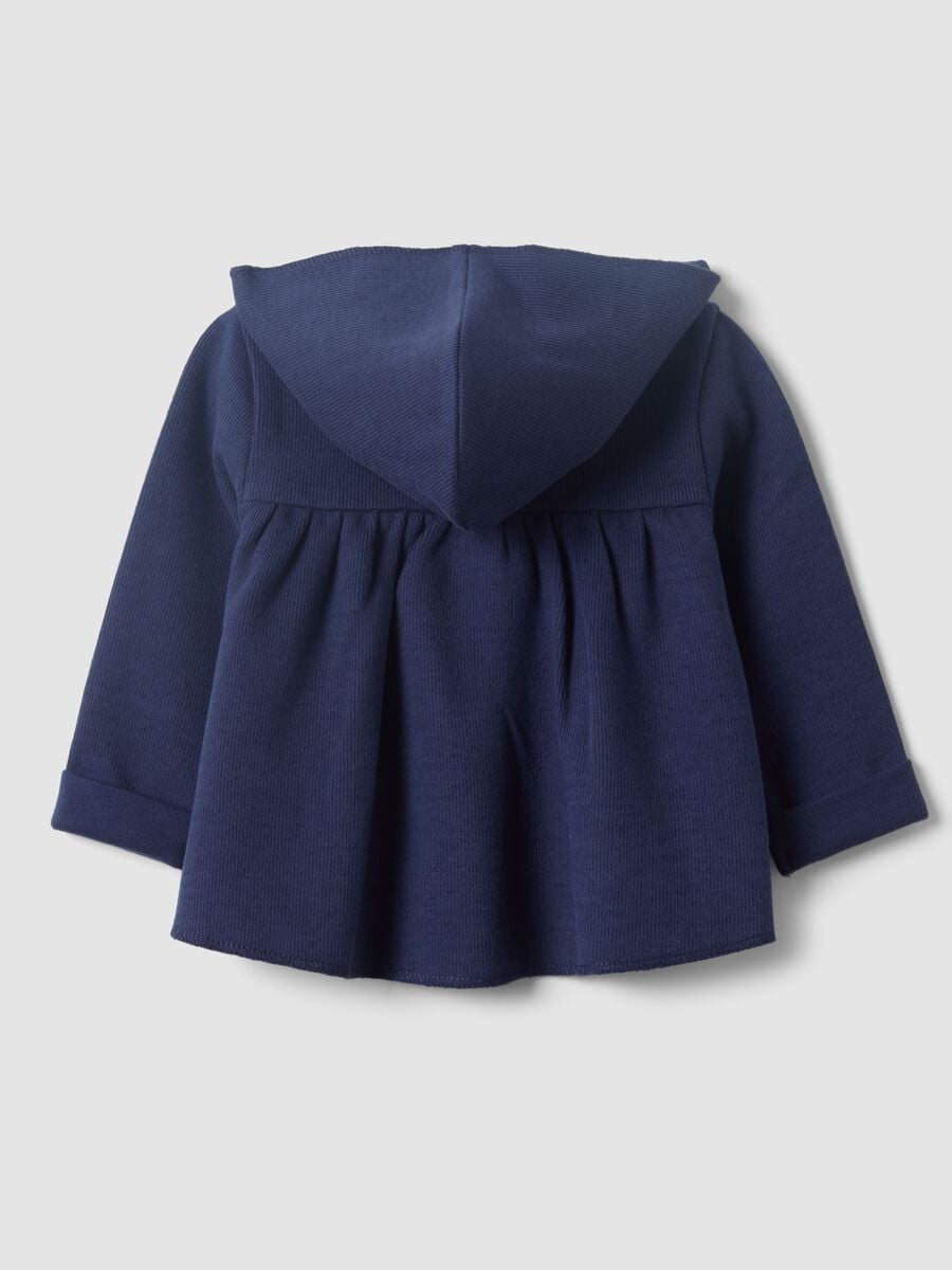Felpa blu con cappuccio in puro cotone organico neonata_1