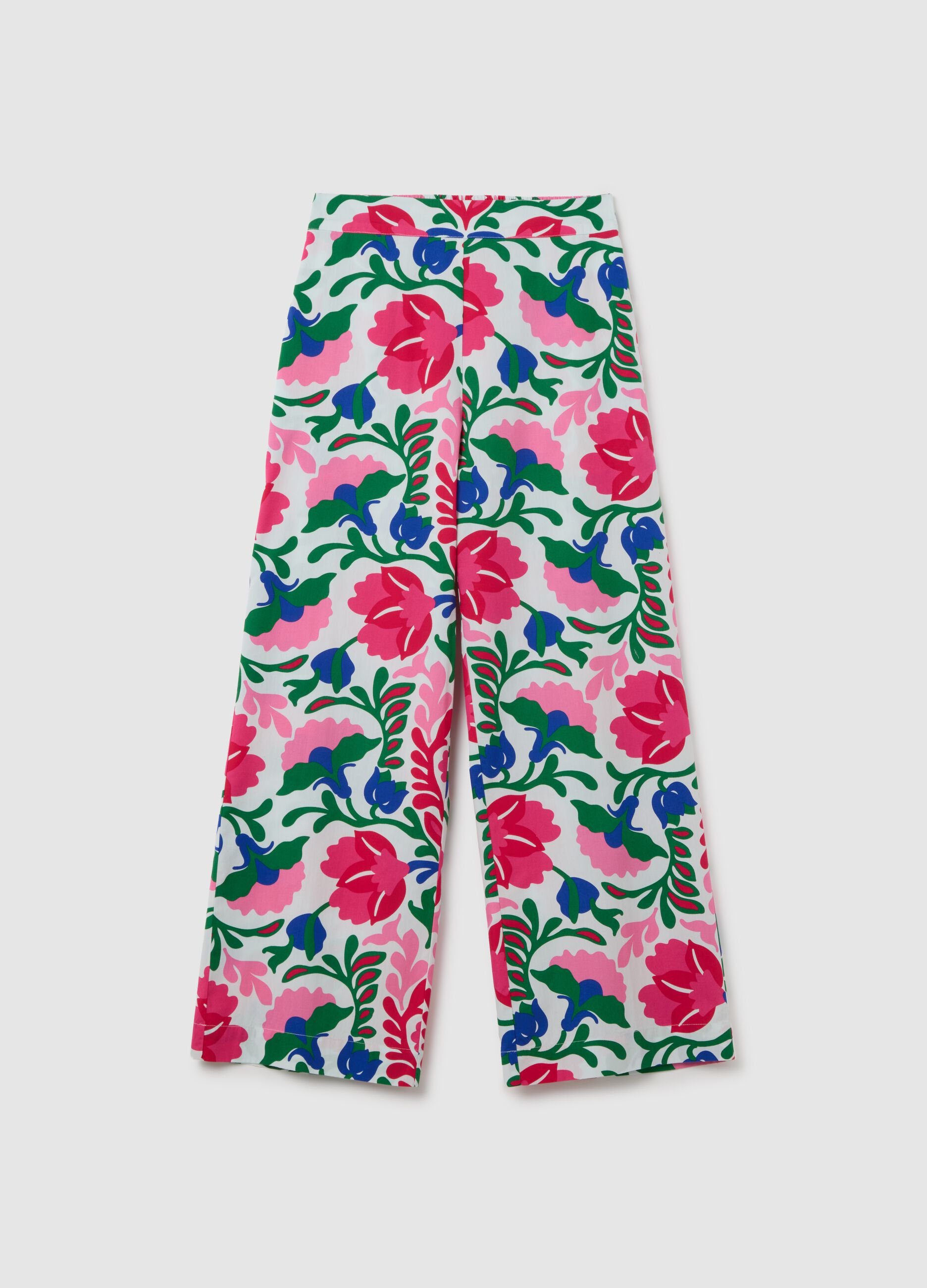Pantaloni palazzo da donna in puro cotone multicolor regular fit