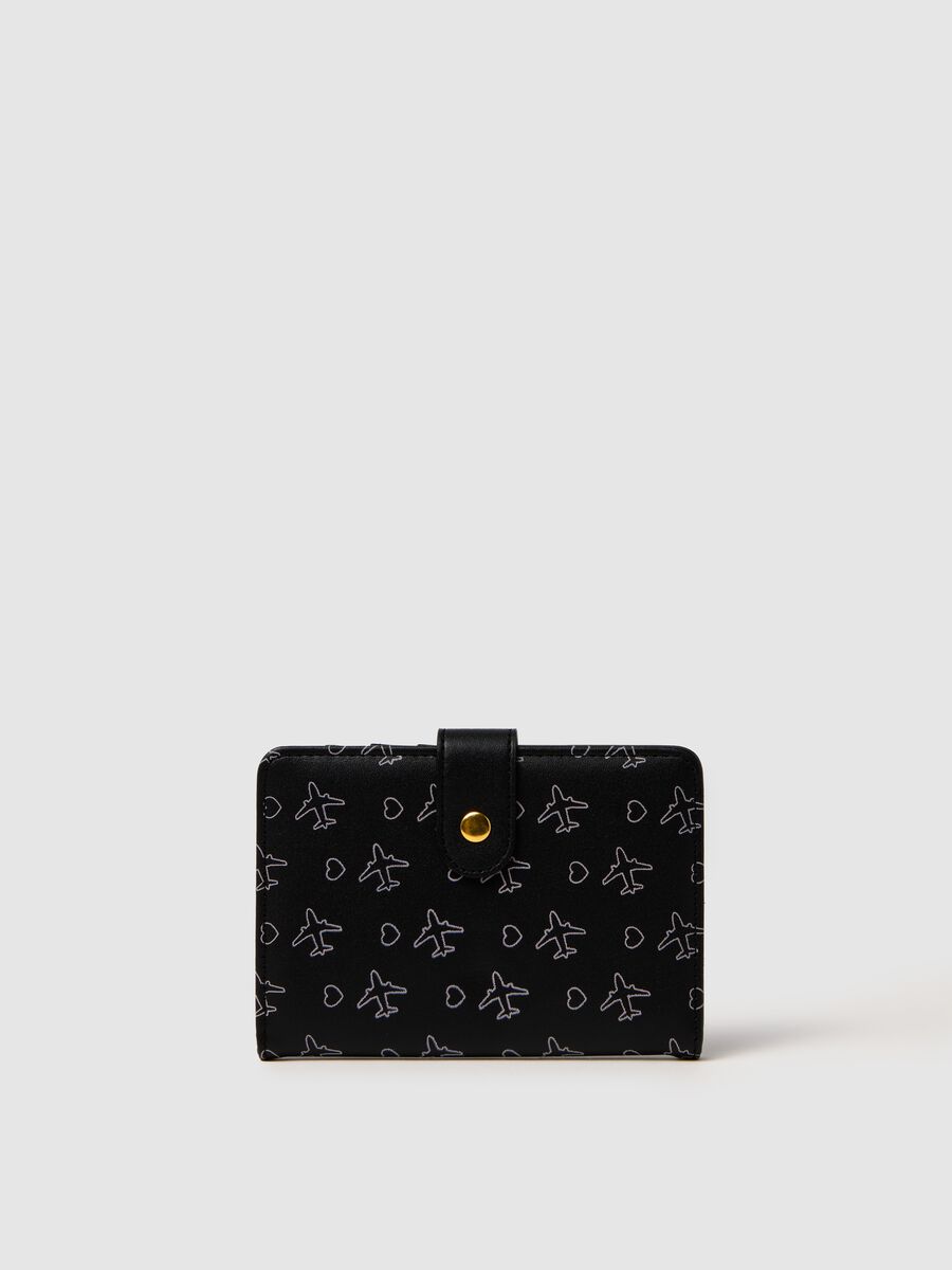 Women's multicolor PVC wallet with airplanes_0
