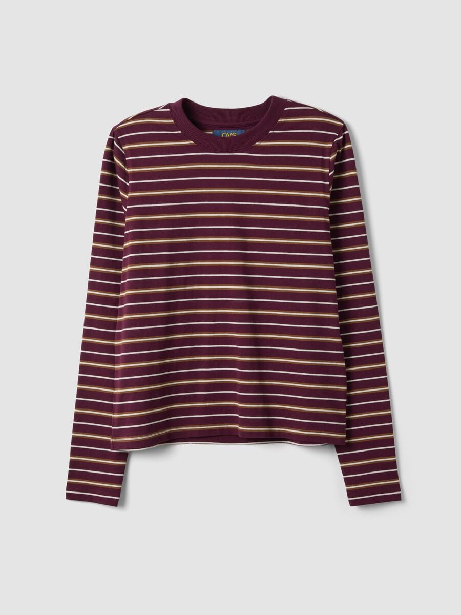 T-shirt multicolor in puro cotone a righe con girocollo regular fit_4