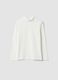 White long-sleeve stretch organic cotton crew-neck top_0
