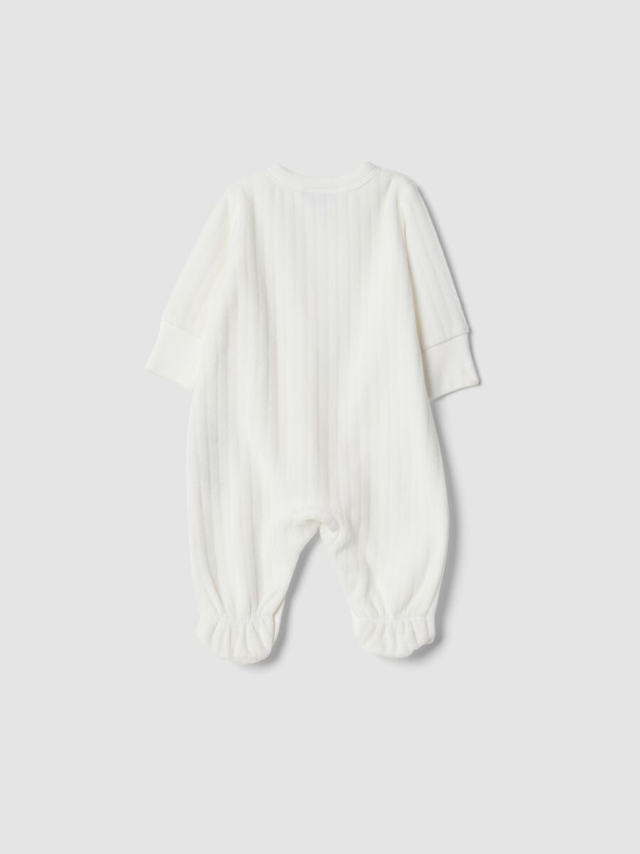 White organic cotton-blend baby sleepsuit with feet_1