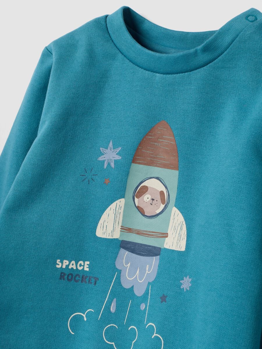Air force blue organic cotton crew-neck pyjamas_3