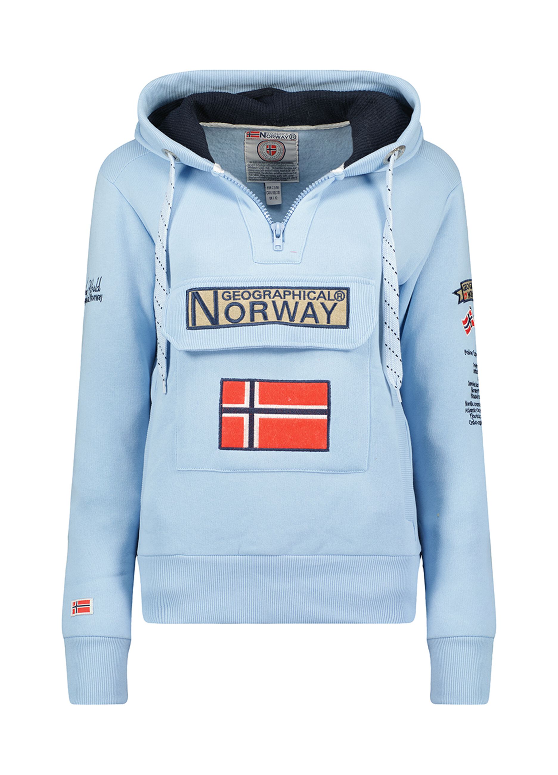 Felpa half zip con cappuccio Geographical Norway