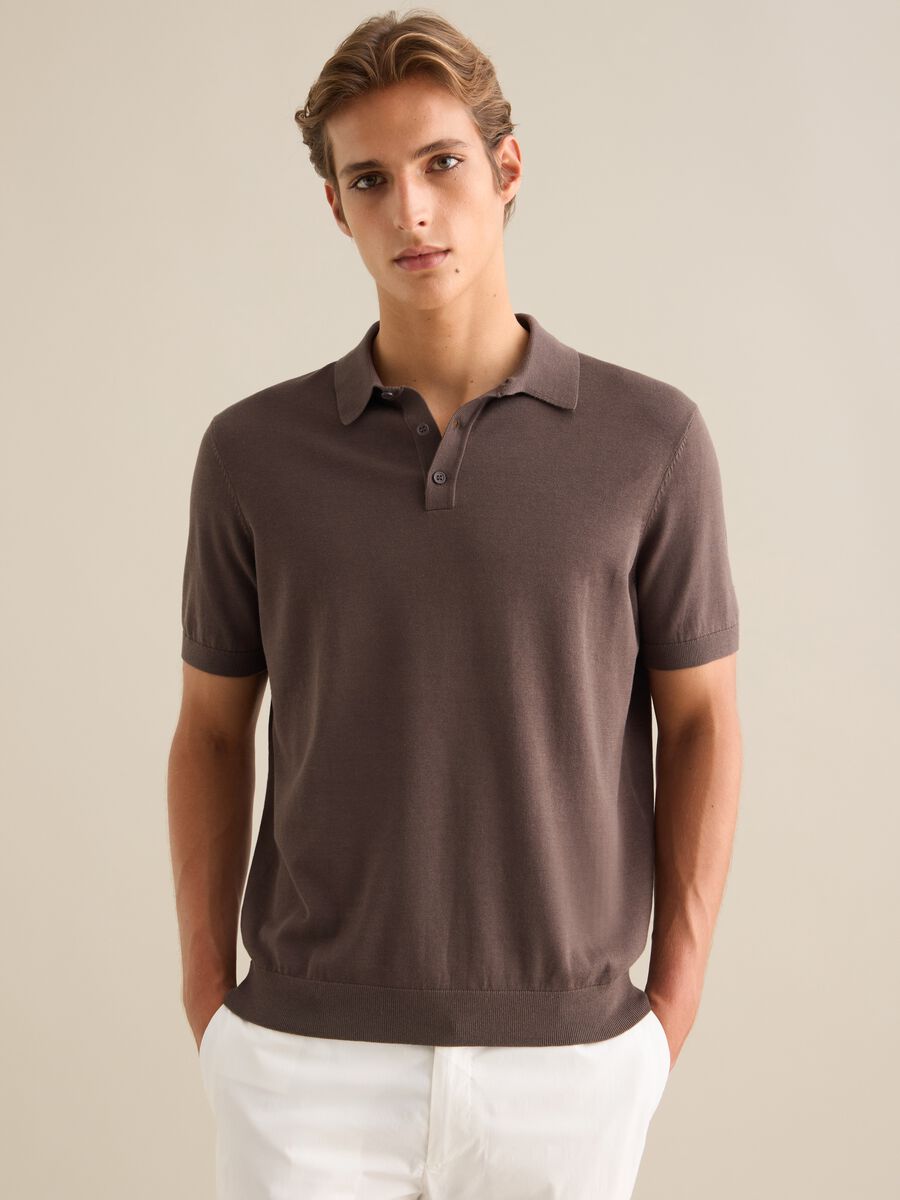 Men's Brown Cotton Blend Polo Regular Fit_0