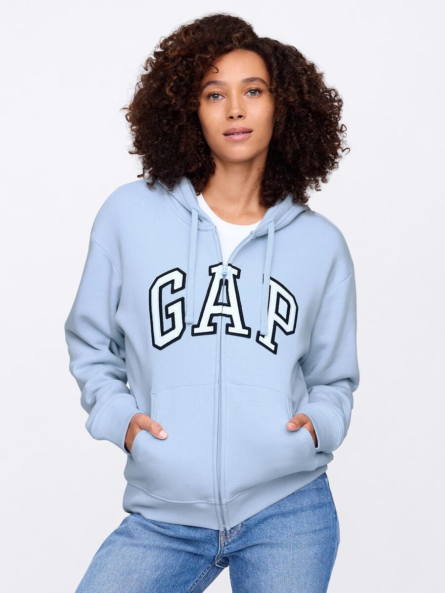 Full-zip con cappuccio azzurra con logo_0