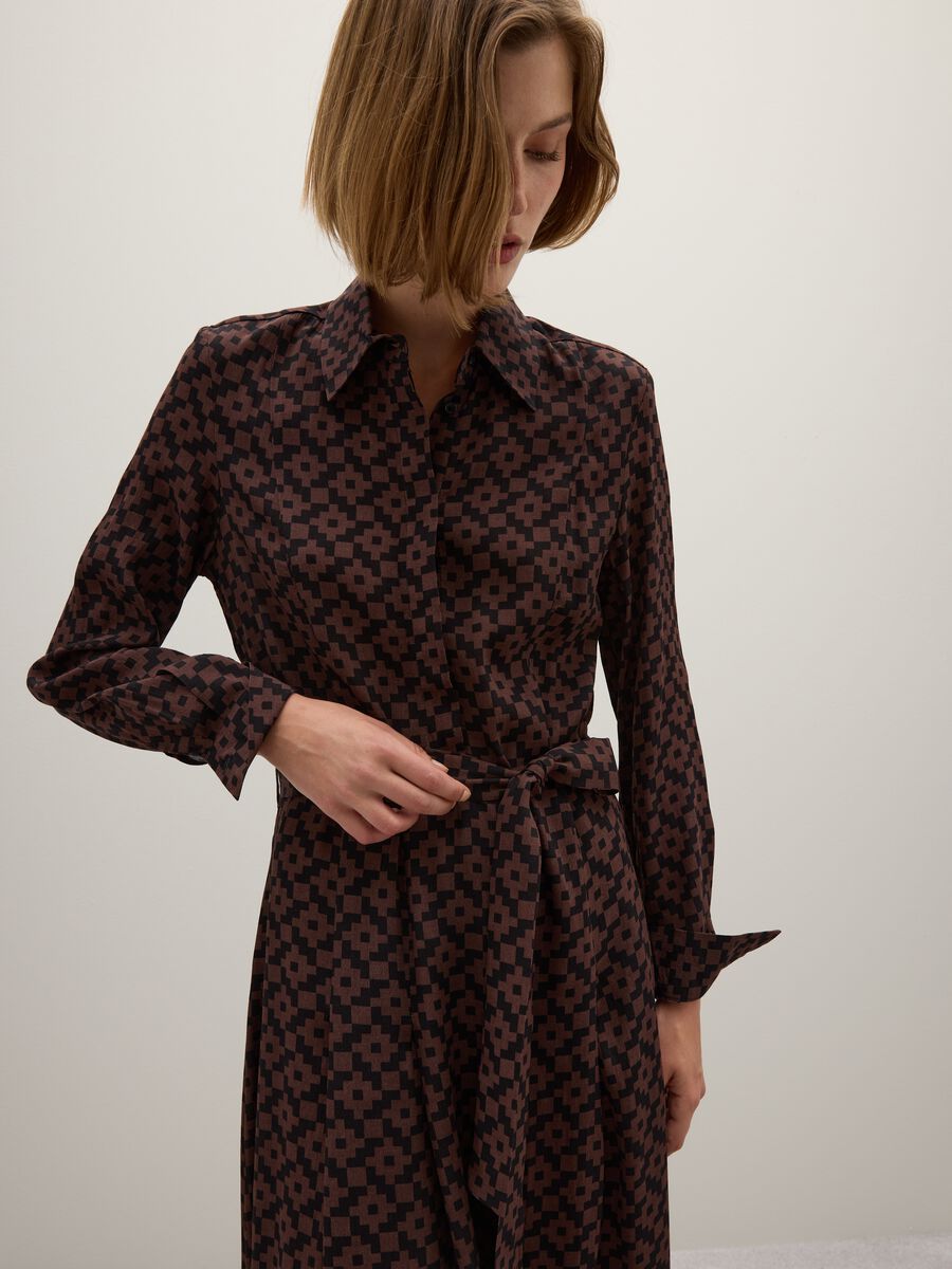 Brown long dress with belt_3