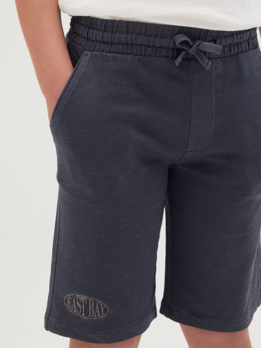 Shorts da ragazzo in puro cotone blu regular fit_1