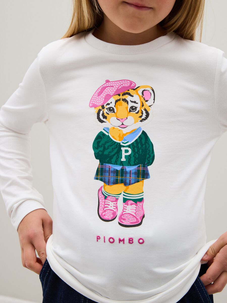 Girls' white regular fit stretch cotton t-shirt_2