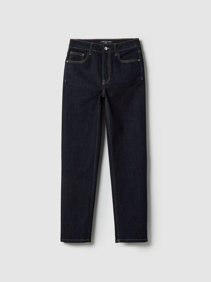 Blue stretch cotton slim fit jeans_4