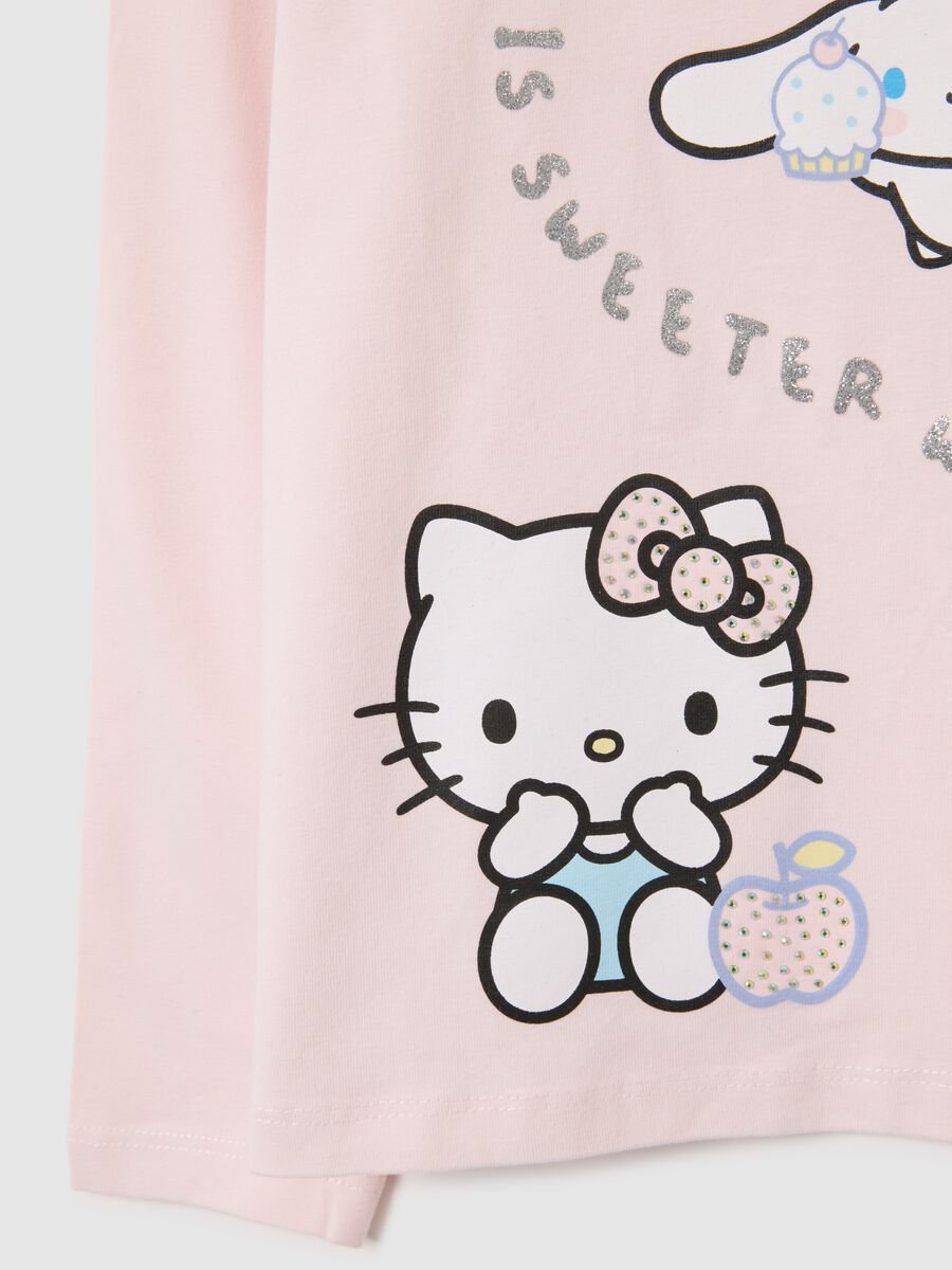 Maglietta da bambina in misto cotone elasticizzato rosa regular fit di Hello Kitty_3