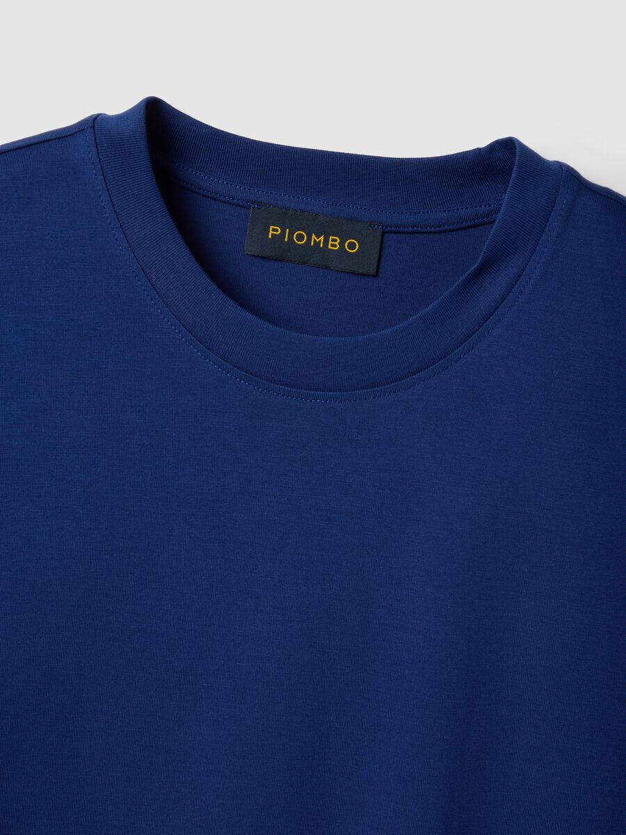 T-shirt girocollo in puro cotone blu relaxed fit_5