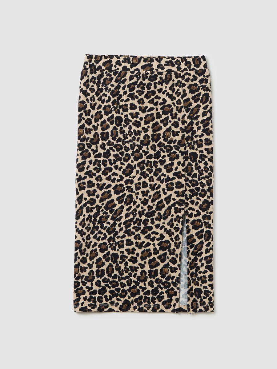 Leopard Print Stretch Midi Skirt Ovs_4