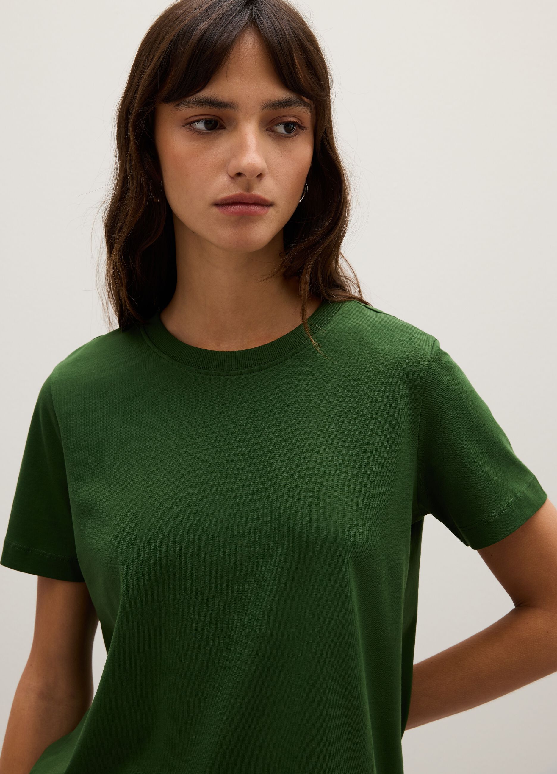 Green pure cotton regular fit T-shirt