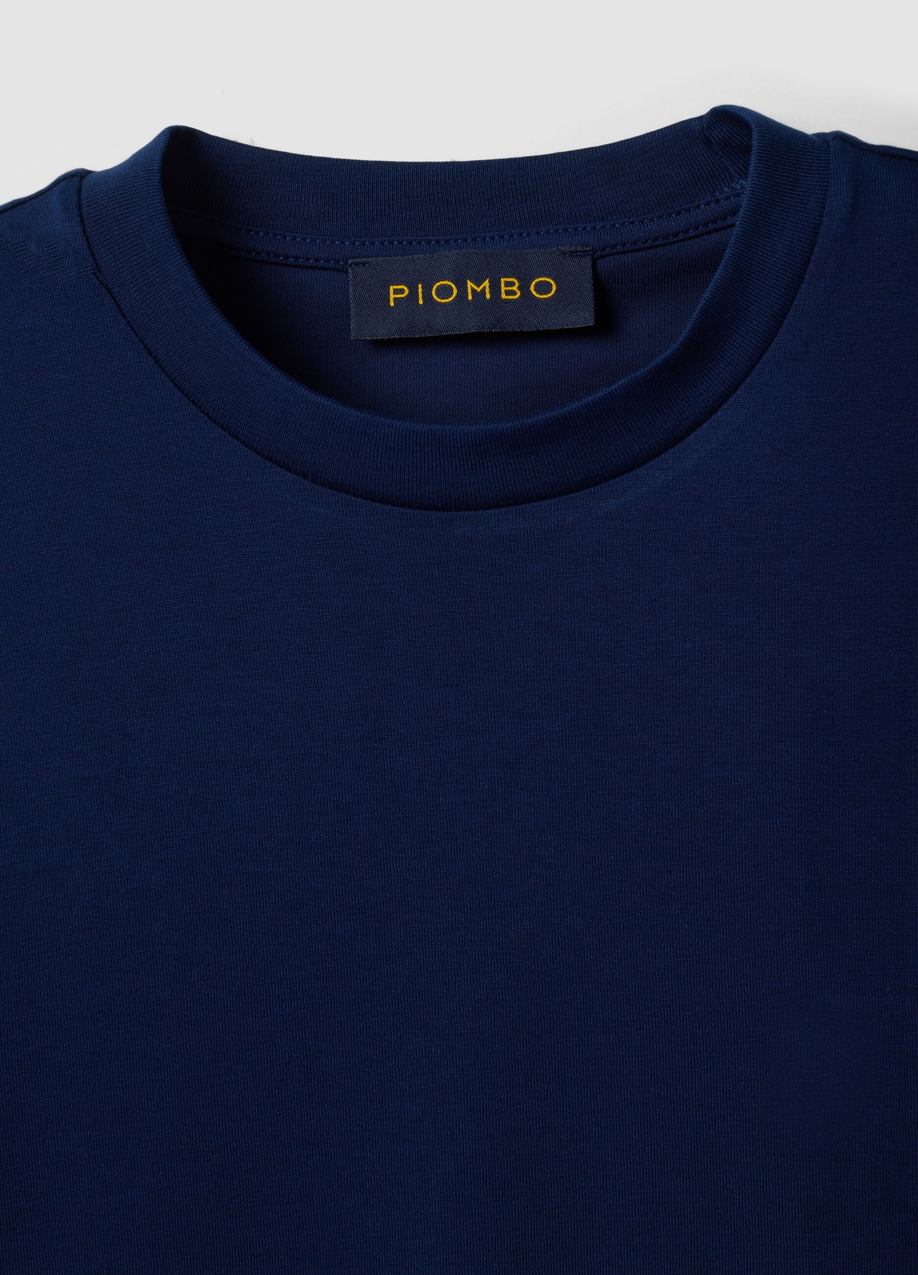 Blue Supima cotton crew-neck T-shirt, regular fit