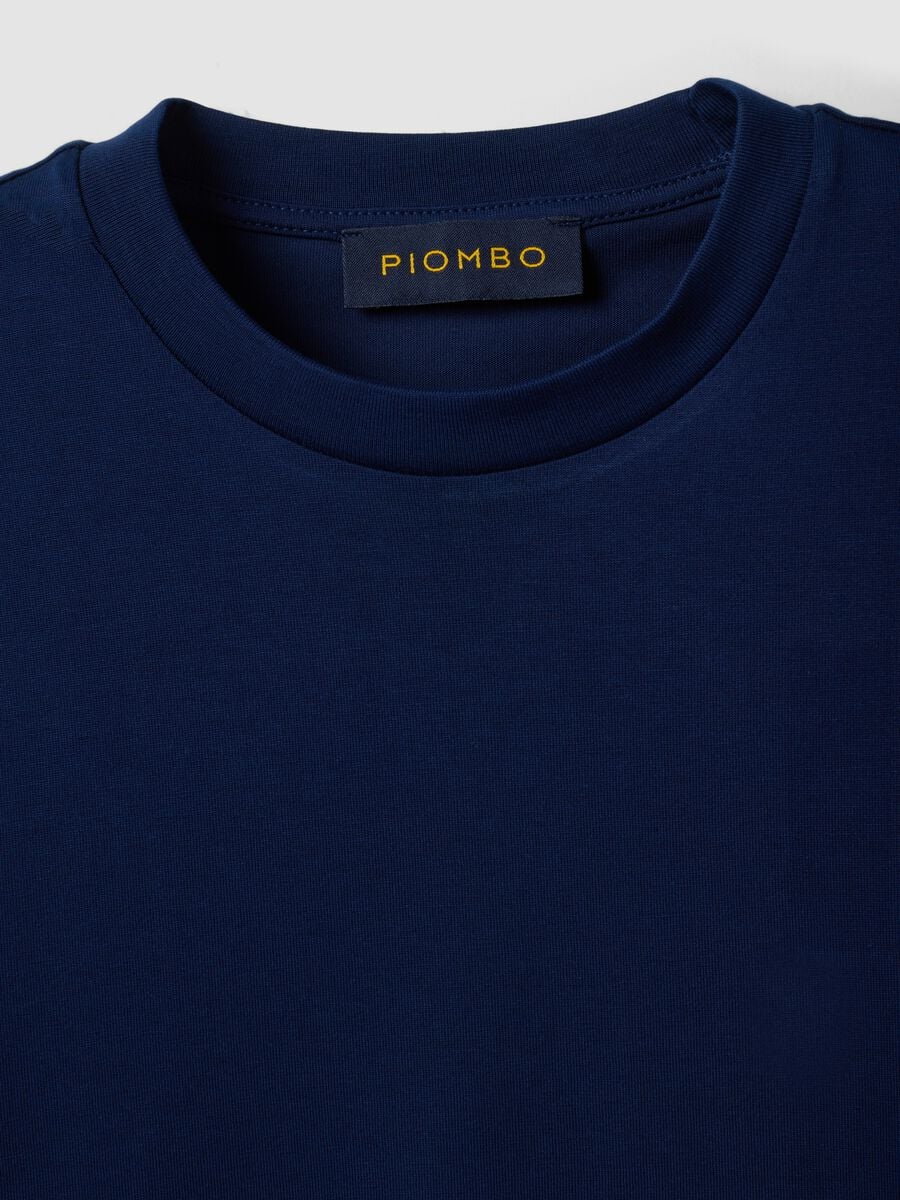 T-shirt girocollo blu in puro cotone Supima regular fit_2