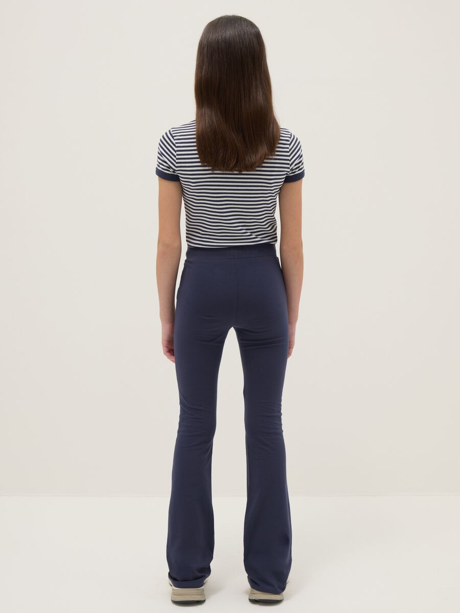 Girls' Blue Flare Leggings in Stretch Cotton_1