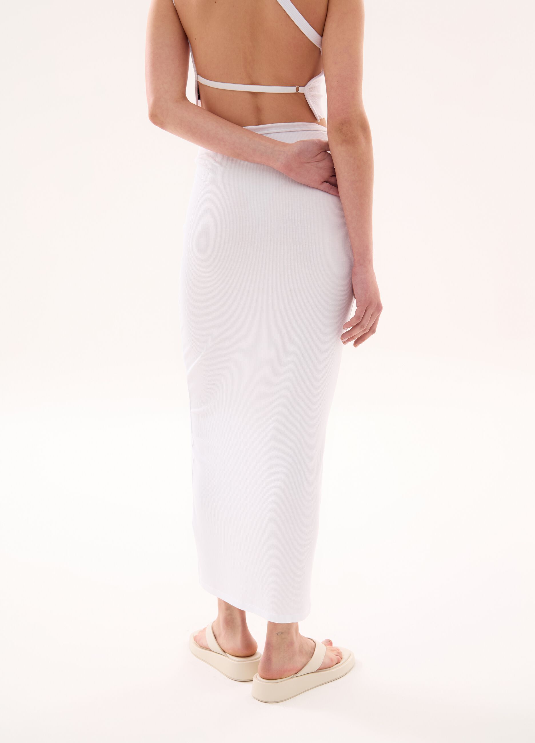 Long Tube Skirt White