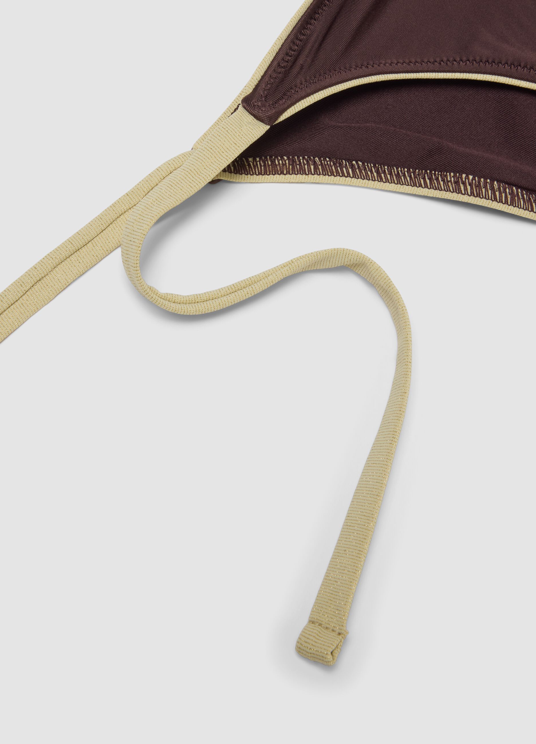 Brown stretch bikini bottoms with contrast tie sides