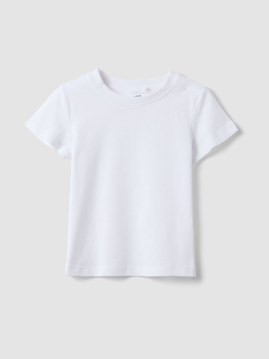 White short-sleeve pure cotton T-shirt for girls_0