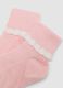 Bipack di calze corte rosa e bianco con bordo volant per neonata_1
