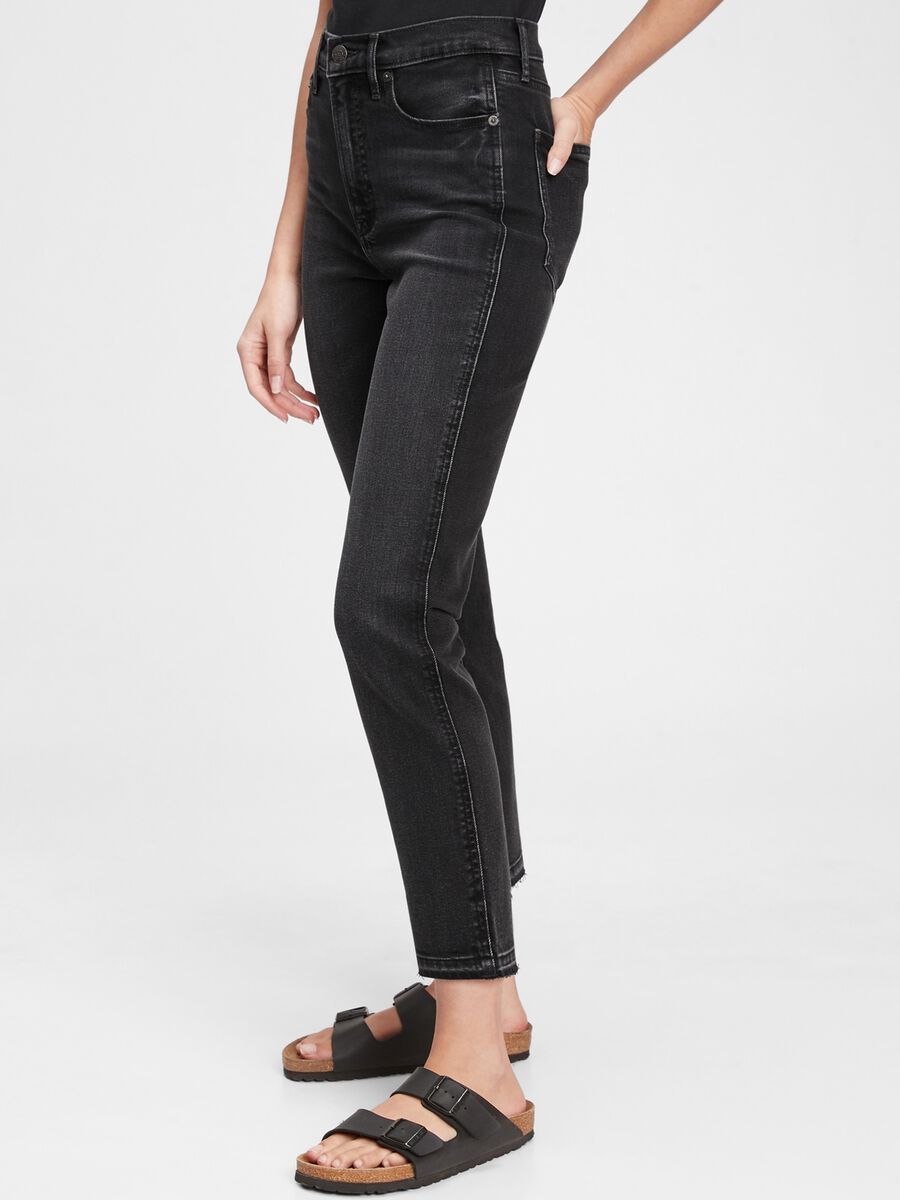 Slim-fit high-waist jeans with raw edging_3