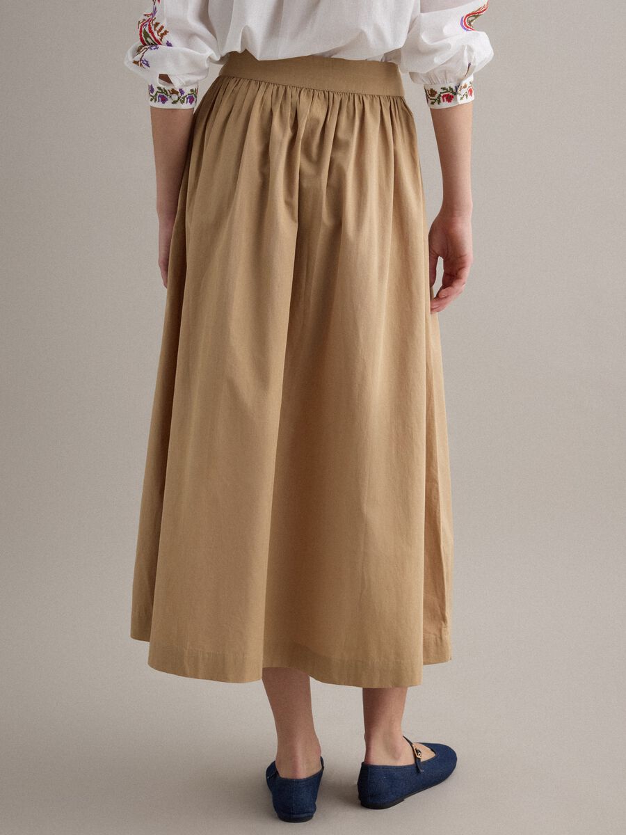 Beige long skirt in pure cotton_2