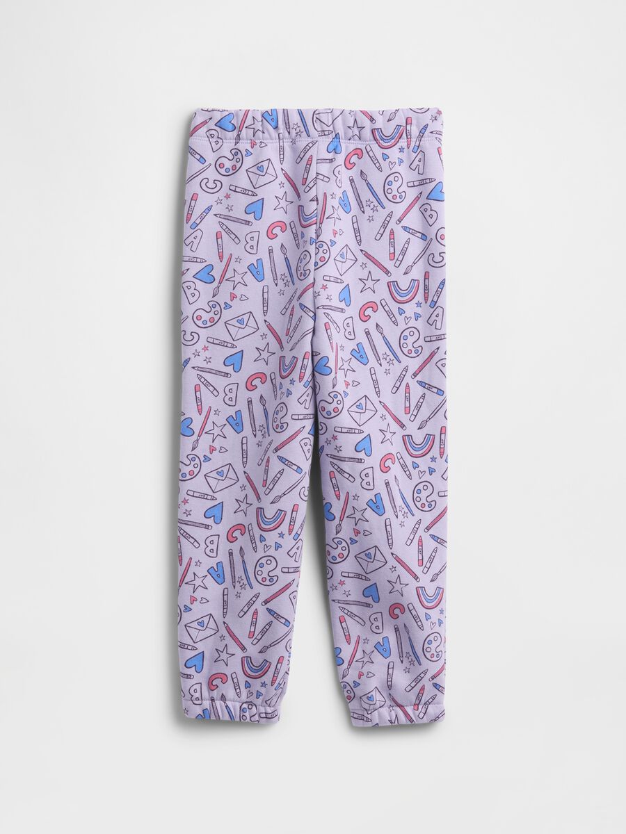 Pantaloni viola per bambina con stampa grafica_1