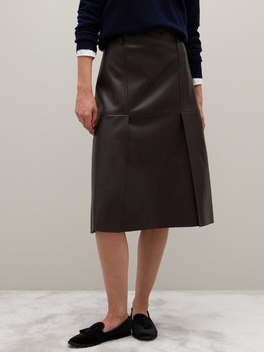 Brown midi skirt regular fit_1